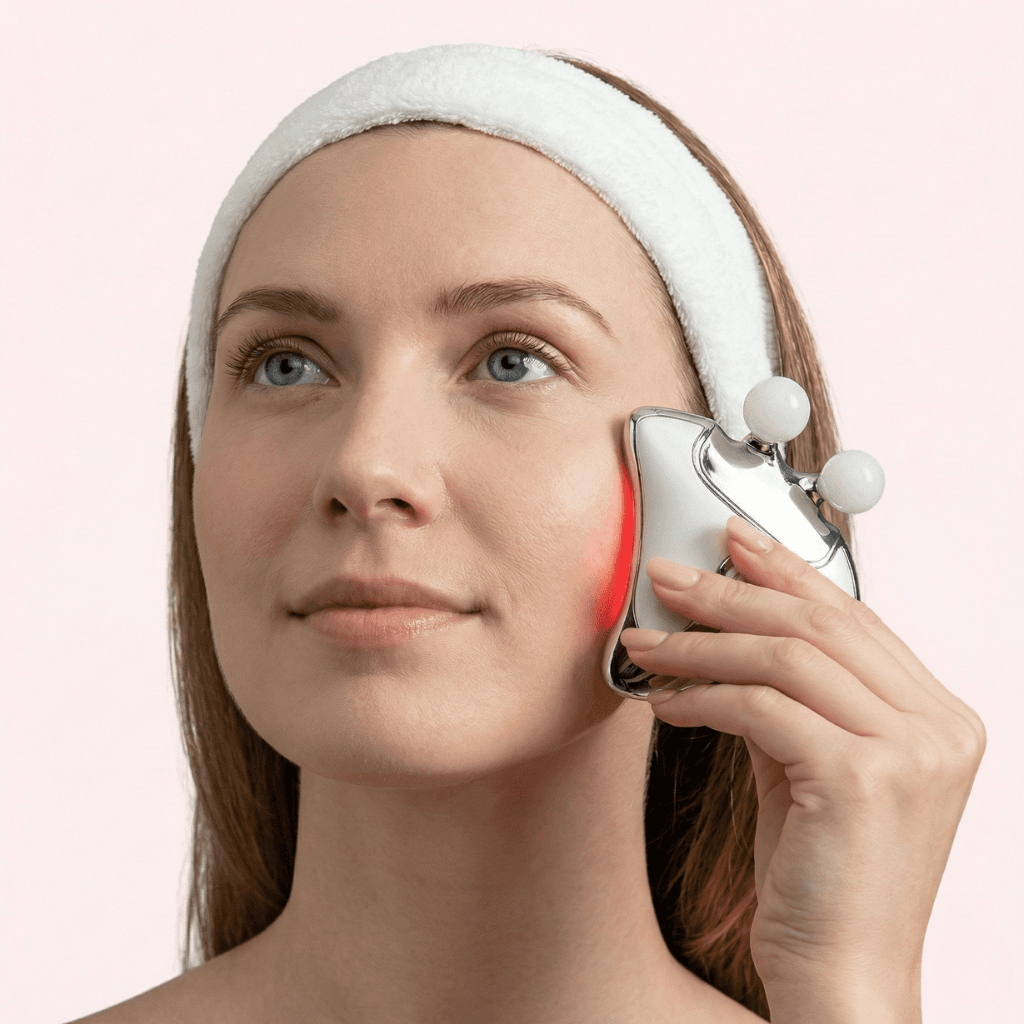 LynaFace LED Gua Sha Sculptor - Innowacyjne narzędzie 4-w-1 dla promiennej skóry: światło LED, ciepło, gua sha i rollery - kompleksowa pielęgnacja twarzy w jednej aplikacji