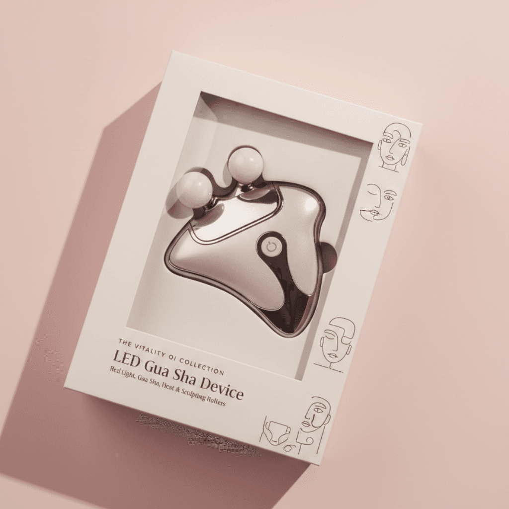 LynaFace LED Gua Sha Sculptor - Innowacyjne narzędzie 4-w-1 dla promiennej skóry: światło LED, ciepło, gua sha i rollery - kompleksowa pielęgnacja twarzy w jednej aplikacji